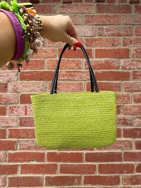 Women’s Vintage Lime Green Woven Tote Bag
